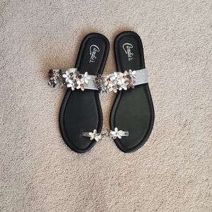 Candie's silver and black sandal size 10